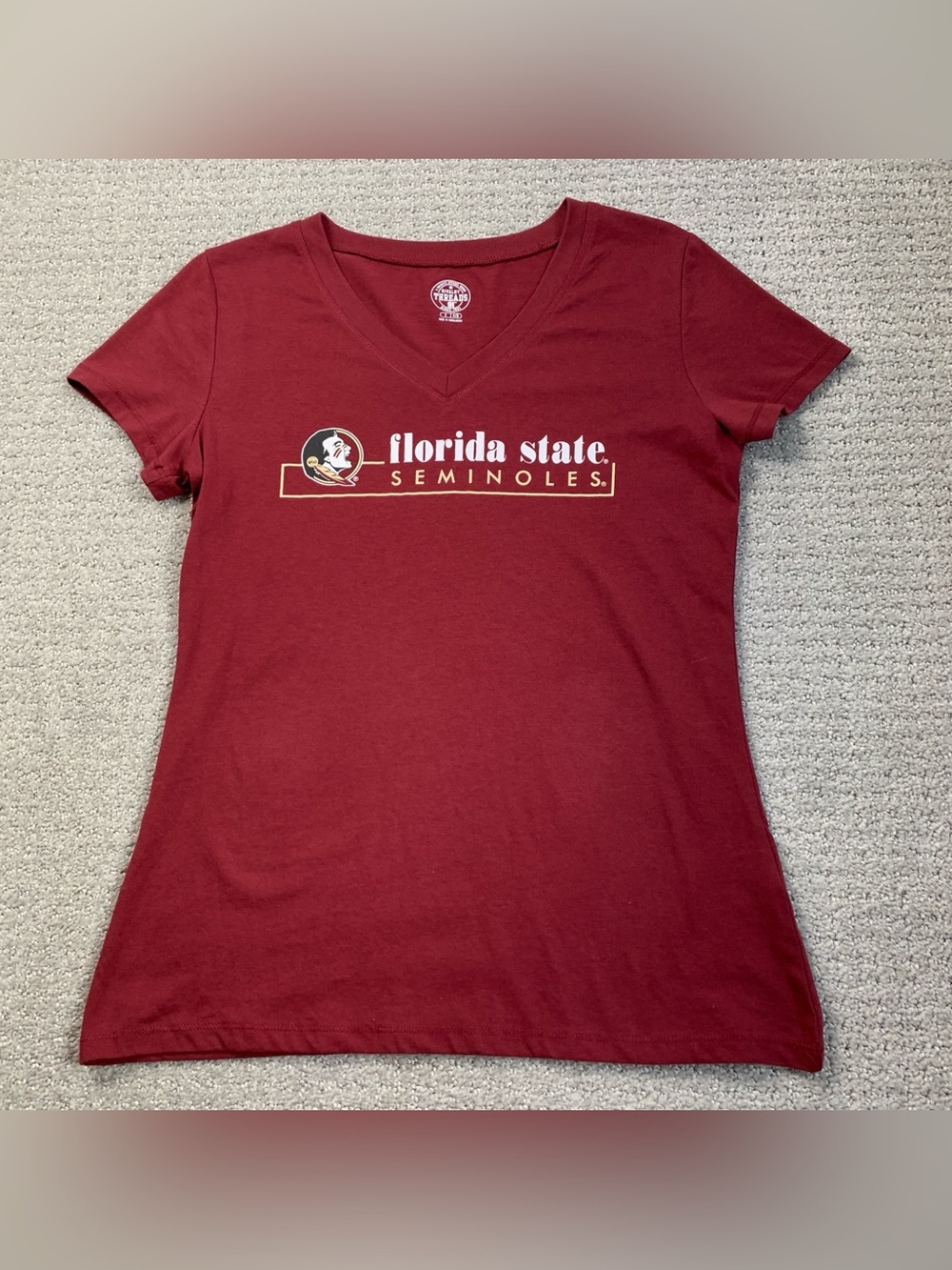 Collegiate Florida State Seminoles Women's Short Sleeve V Neck T Shirt Sz Small